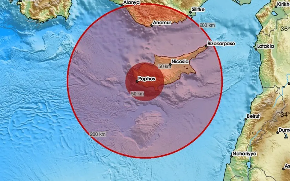 Земетресение с магнитуд 4,8 регистрирано между Кипър и Турция